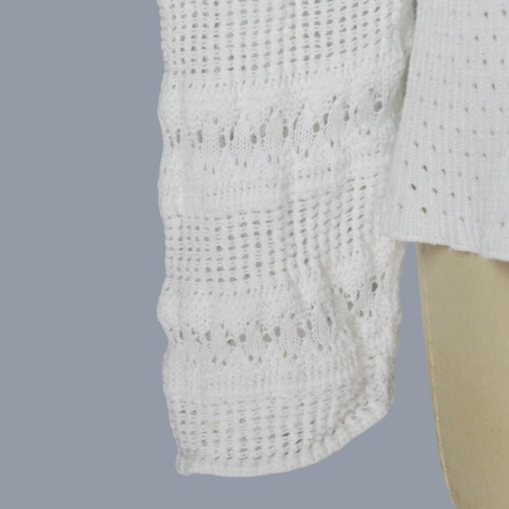 ELIE TAHARI NOVELTY STITCH WHITE COTTON SWEATER - Picture 5 of 9